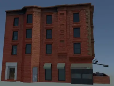 NYC corner building with restaurant Free 3D model