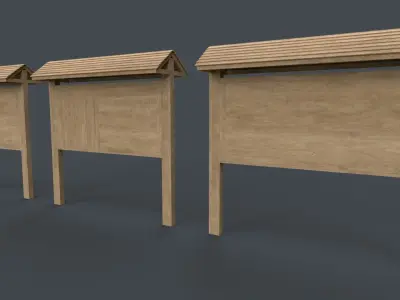 PBR Outdoor Wooden Notice Board A Low-poly 3D model