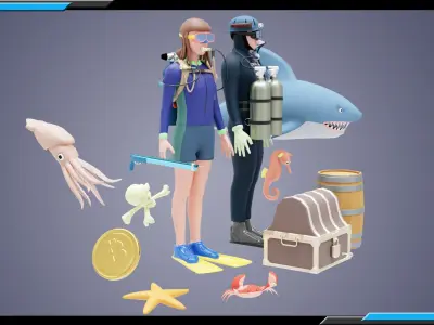 Underwater Adventure Hunt Low-poly 3D model