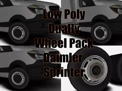 Dually Wheels Pack for Mercedes Sprinter Low-poly 3D model