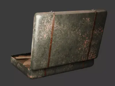 Old Military Case with Riffle Free low-poly 3D model