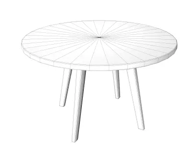 Table round with wooden legs Free low-poly 3D model