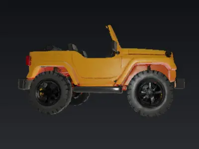 Bright Yellow Toy Jeep Wrangler 3D Model Low-poly 3D model