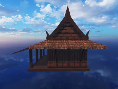 Thai traditional house 03 Low-poly 3D model