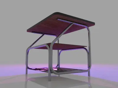 Table side with two shelves Free low-poly 3D model