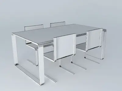 Modern dining table with chairs Free 3D model