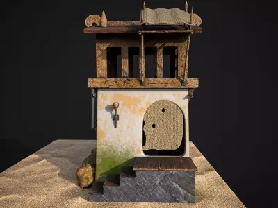 Stylized Medieval Watchtower PBR Textured 3D Model 3D model