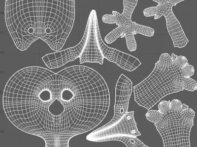  Cartoon Hoopoe - base mesh Low-poly 3D model