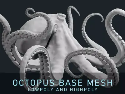 Octopus Base Mesh Low-poly 3D model