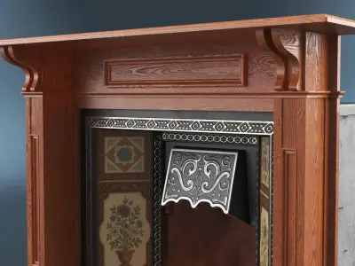 Victorian Fireplace with Fire 3D model