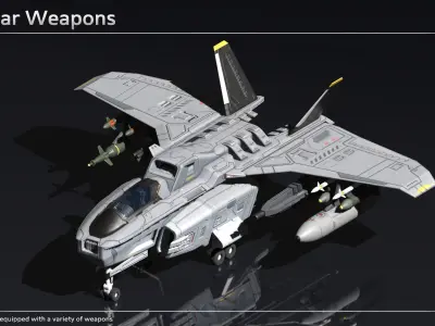 Scifi Fighter FX11 Low-poly 3D model