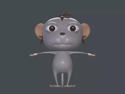 Monkey Cartoon Rigged model Low-poly 3D model