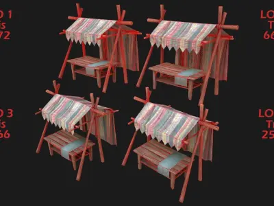 Fair Trade Stall Low-poly 3D model