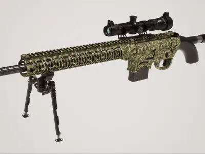 Sniper Rifle 1 Used Low-poly 3D model