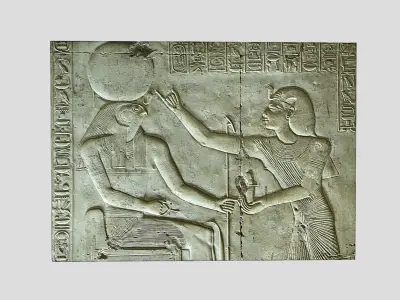 Ancient egypt-Abydos Temple-Carvings Low-poly 3D model