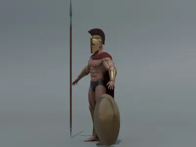 Spartan warrior Low-poly 3D model