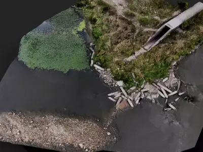 riverside bridge debris part PBR photogrammetry Low-poly 3D model