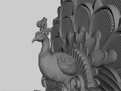 oil lamp clay peacocock 3D model