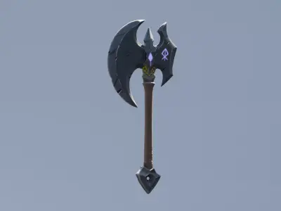 Stylized fantasy axe Low-poly 3D model