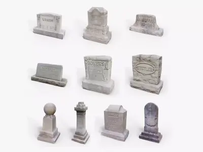 Gravestones Asset Pack Low-poly 3D model