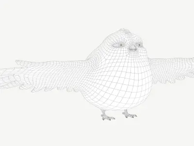 Fat Cartoon Bird Low-poly 3D model