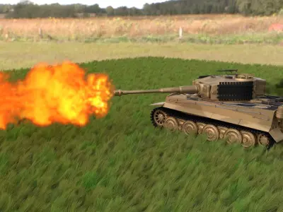 Fully built Panzer Tiger Tank Late 1944 v1 Firing HDRI 3D model