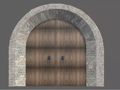 Medieval arch with doors 3D model