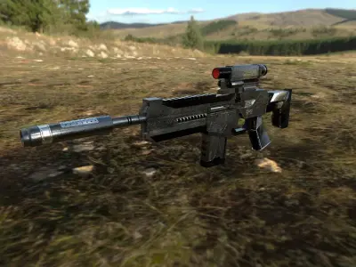 AX-7 Assault Rifle Low-poly 3D model