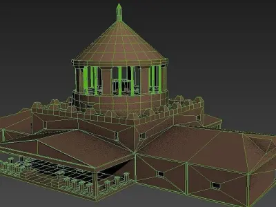 Temple castle Low-poly 3D model