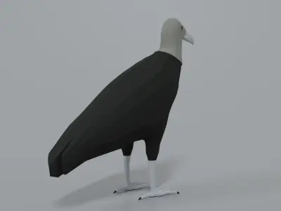 Low poly Cartoon Black Vulture Low-poly 3D model