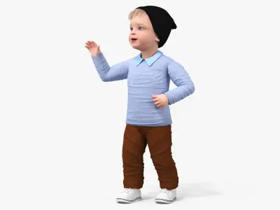 Child in Fall Clothes Rigged 3D model