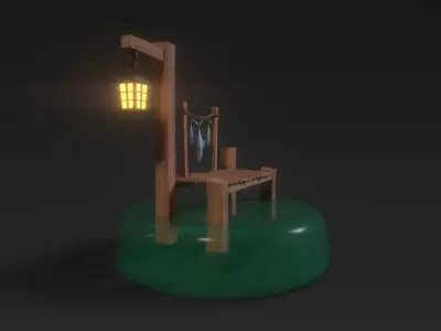 Simplistic low-poly stylized hand-painted pier Low-poly 3D model