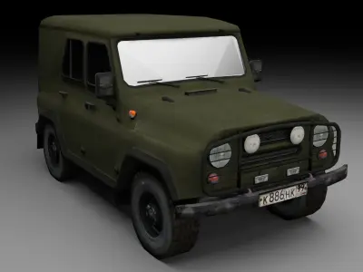 Uaz 3d army jeep - military jeep Free low-poly 3D model