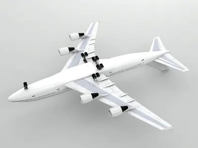  Boeing 747-400 Airliner - Generic White Low-poly 3D model