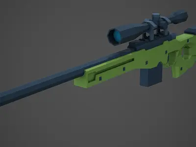 Stylized AWP Sniper Low Poly Mobile Ready Low-poly 3D model