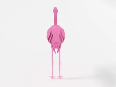 Low Poly Cartoon Flamingo Low-poly 3D model