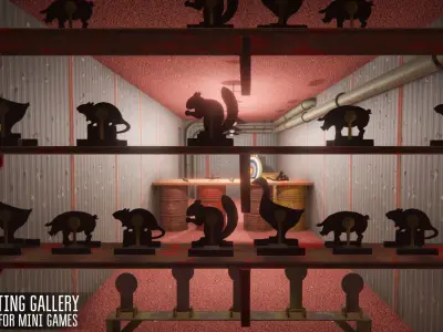 Shooting gallery - props for mini games Low-poly 3D model