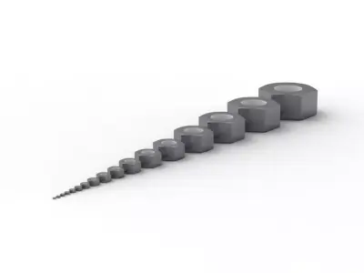 Hexagon nut ISO 4032 DIN 934 3D model