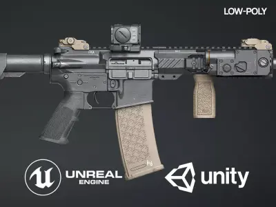 AR15 - assault rifle Low-poly 3D model