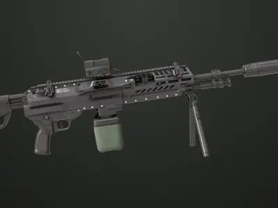 Machine Gun 14 Black All PBR Unity UE Textures Low-poly 3D model