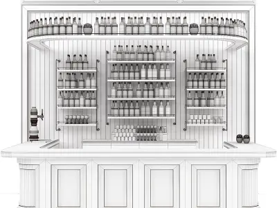 Bar set 01 part 04 bar counter and drinks and shelves 3D model