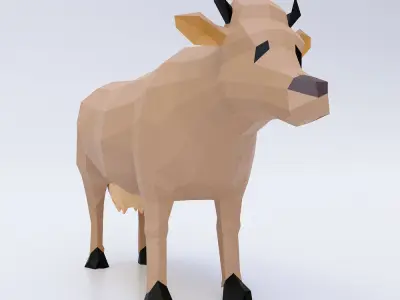 Cow toon 3d model  Low-poly 3D model