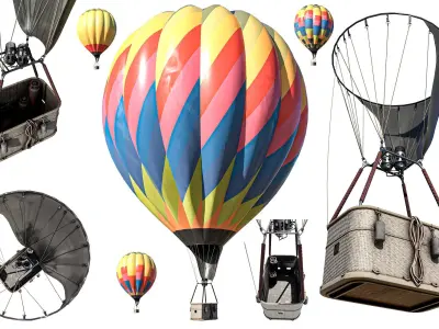 Hot Air Balloons    Low-poly 3D model