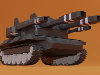 low poly cyber tank Low-poly 3D model