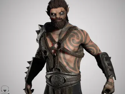 Werewolf-RIGGED warrior Low-poly 3D model