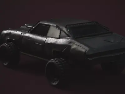 Post-Apocalyptic Game Ready Vehicle with Armor and Weapons Low-poly 3D model