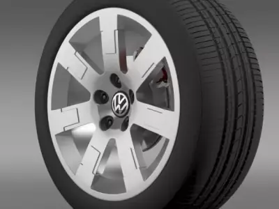 VW Polo Blue UK 2010 wheel 3D model