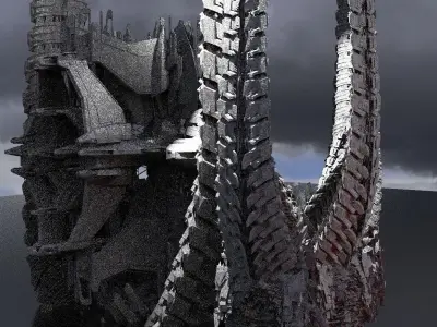 Alien Spine Tower 3 versions  3D model