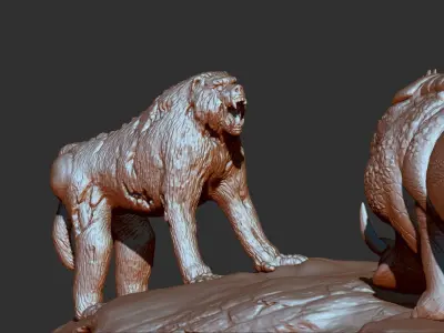 Zombie 3d print model dinosaur and giraffe on rock 3D model
