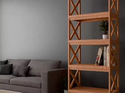 FREE Wooden bookcase Free low-poly 3D model
